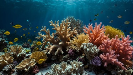 Naklejka na ściany i meble The fragile ecosystem of a vibrant coral reef ai_generated