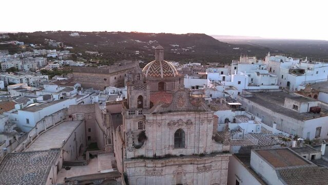 arial view on the ostuni cathedral in puglia italy