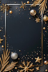Elegant Black and Gold Christmas Background With Ornaments