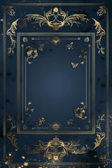 Blue and Gold Background With Golden Frame