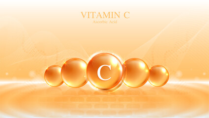 Vitamin C. drop vitamin C and cream collagen complex with from serum nature skin care vitamins. natural skin care cosmetic stimulate collagen. vector design.