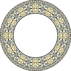 Vector colored round classical ornament of the renaissance era. Circle, ring european border, revival style frame