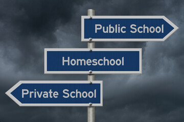  Deciding between public and private school and home school on sign