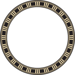 Vector round gold and black Egyptian ornament. Endless circle border, ancient Egypt frame