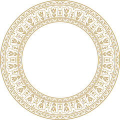Vector gold round turkish ornament. Endless Ottoman national border, frame, ring