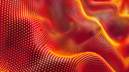 Seamless vivid red and orange dot wave, high-definition visual art.