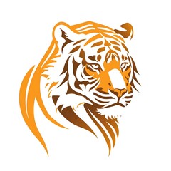 An image of a tiger head isolated on white background Generative AI 