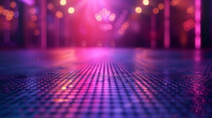 Nightclub disco floor with lights, glowing flooring vanishing point technology