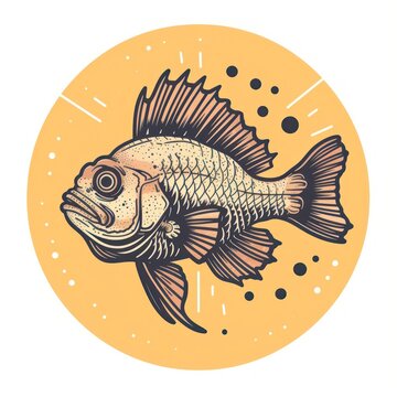 stonefish cartoon flat illustration minimal line art
