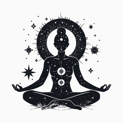 Surreal aesthetic yoga logo art illustrated exercise.