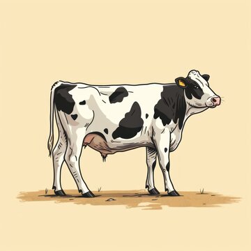 recommend clip art: cow cartoon flat illustration minimal line art