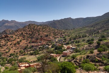 Fototapeta na wymiar view of the Ammel village of Albid in the Lesser Atlas mountain range of Morocco