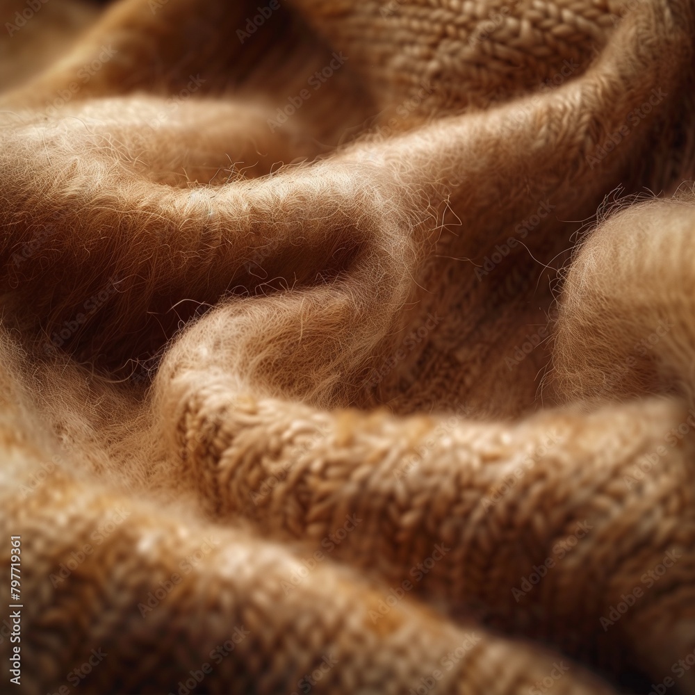 Poster AI generated illustration of a close-up of brown wool fabric texture