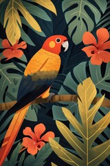 Obraz premium flat illustration of parrot with calming colors