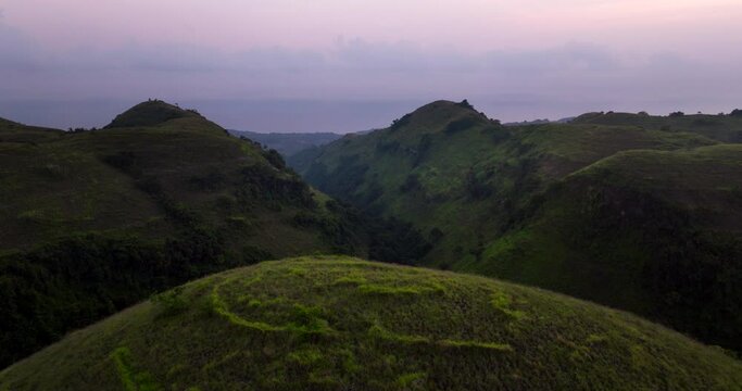Rounded shapes, vibrant lush green grass, Teletubbies hills of Bali