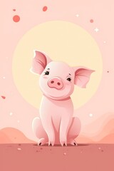 flat illustration of pig with calming colors