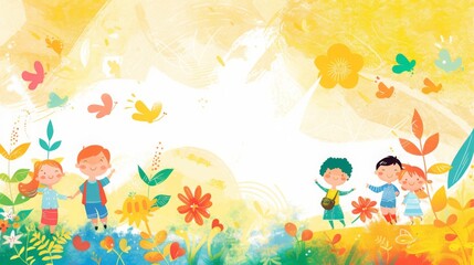 Fototapeta na wymiar A Colorful poster of a Children's Day Background with the Text space