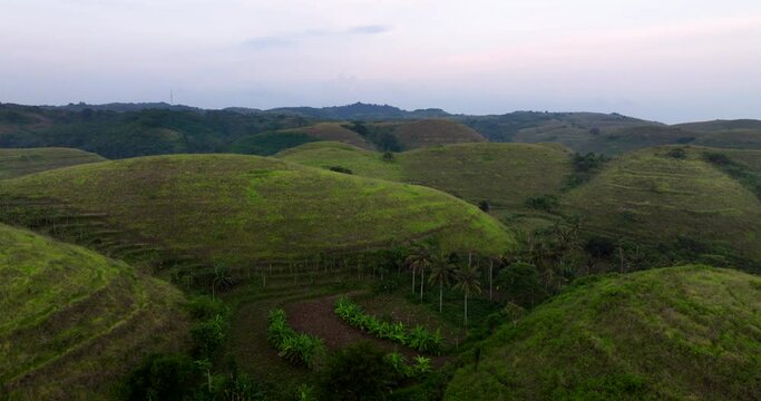 Bukit Teletubbies, picturesque landscape village of Karangasem, aerial