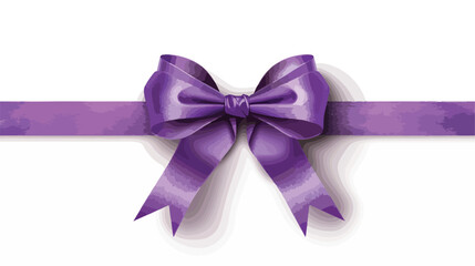 Bow from purple satin ribbon on white background Vector