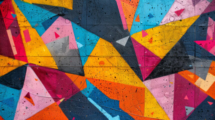 Contemporary graffiti artwork featuring geometric patterns and sharp lines, showcasing the intersection of street art and modern design.