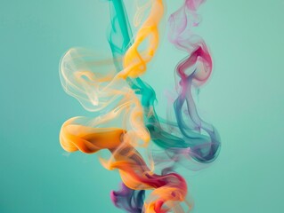 Colorful smoke dance on a teal canvas