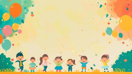 Cheerful Children's Party Background with Balloons