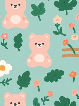 cute bear wallpaper pattern background