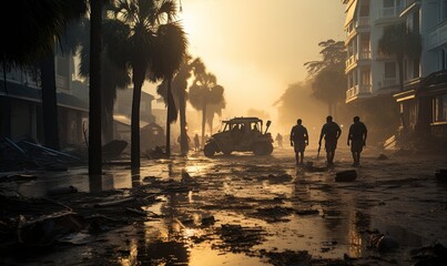 Group of People Walking Next to Palm Trees