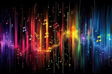 Artistic interpretation of a music waveform, dynamic and audiothemed, vector design, vibrant color stripes, no specific musical notes