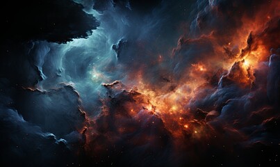 Colorful Space With Clouds and Stars