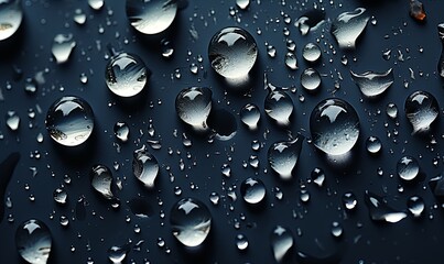 Multiple Water Droplets on Black Surface