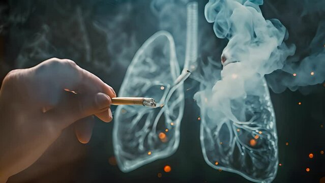 Effects of Smoking on Lung Health Illustrated With Transparent Organ Diagram