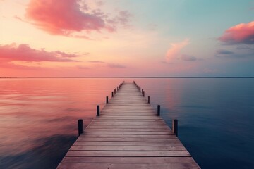 Fototapeta premium Dock background outdoors horizon sunset.