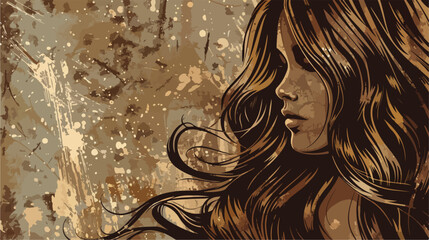 Brown hair on grunge background Vectot style vector 
