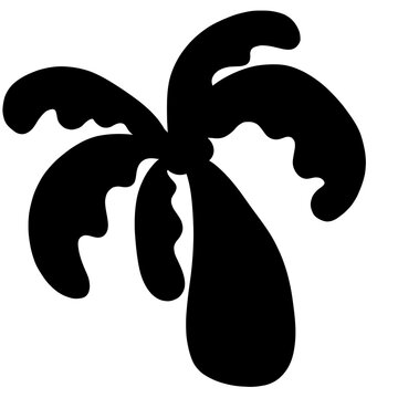 Coconut, silhouette, icon and doodle style