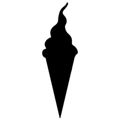 Strawberry ice cream, silhouette, icon and doodle style
