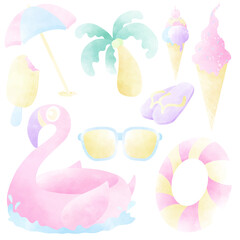 Set of beach and collection of beach