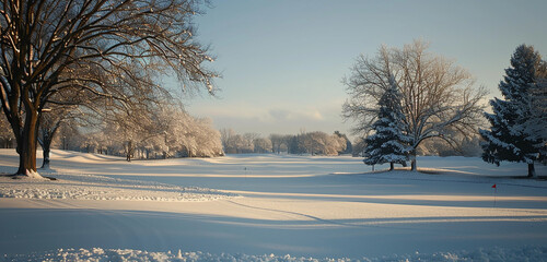 Drifts of snow blanketing the course, transforming it into a winter wonderland.