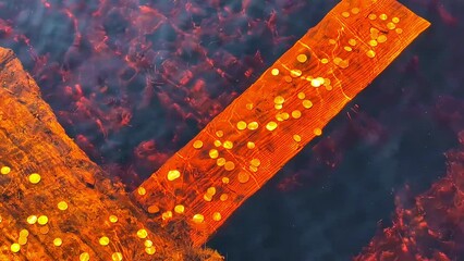 Donation coin fountain, water motion background fill money lightened at night