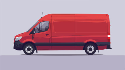 Cargo van with driver isolated. Vector flat style illustration
