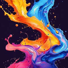 Abstract background with vibrant paint splatters and splashes, artistic and dynamic, vector illustration, multicolored, no structured forms