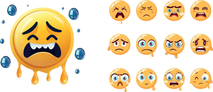 Yellow crying emoji faces