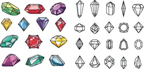 Diamond or brilliants icons set - 797728360