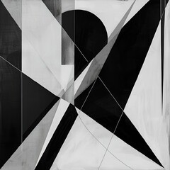 AI generated illustration of abstract geometric artwork in black and white colors