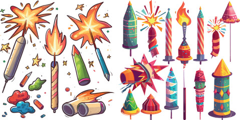 Cartoon petards. Feast firecracker and firework - 797729362