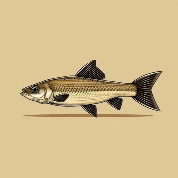 gudgeon fish cartoon flat illustration minimal line art