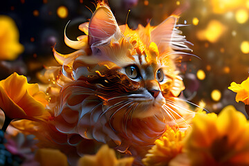 cat in the grass Generatve Ai
