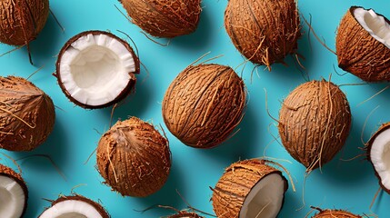 coconut pattern on blue background