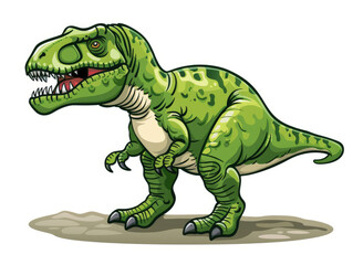 vector cartoon of a cute green trex dinosaur, full body, white background