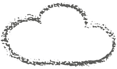 Obraz premium Chalk grunge cloud. Hand drawn kid crayon illustration for design template art children education material, weather forecast, business presentation. 